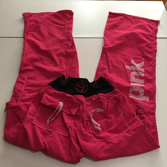 Zumba Cargo Pants Womens Small Pink Drawstring Dance Fitness Joggers - Picture 3 of 11